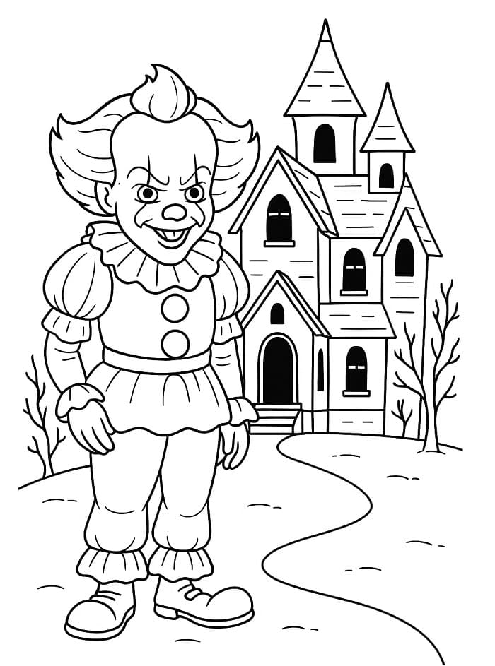 Målarbild Pennywise och Spökhuset