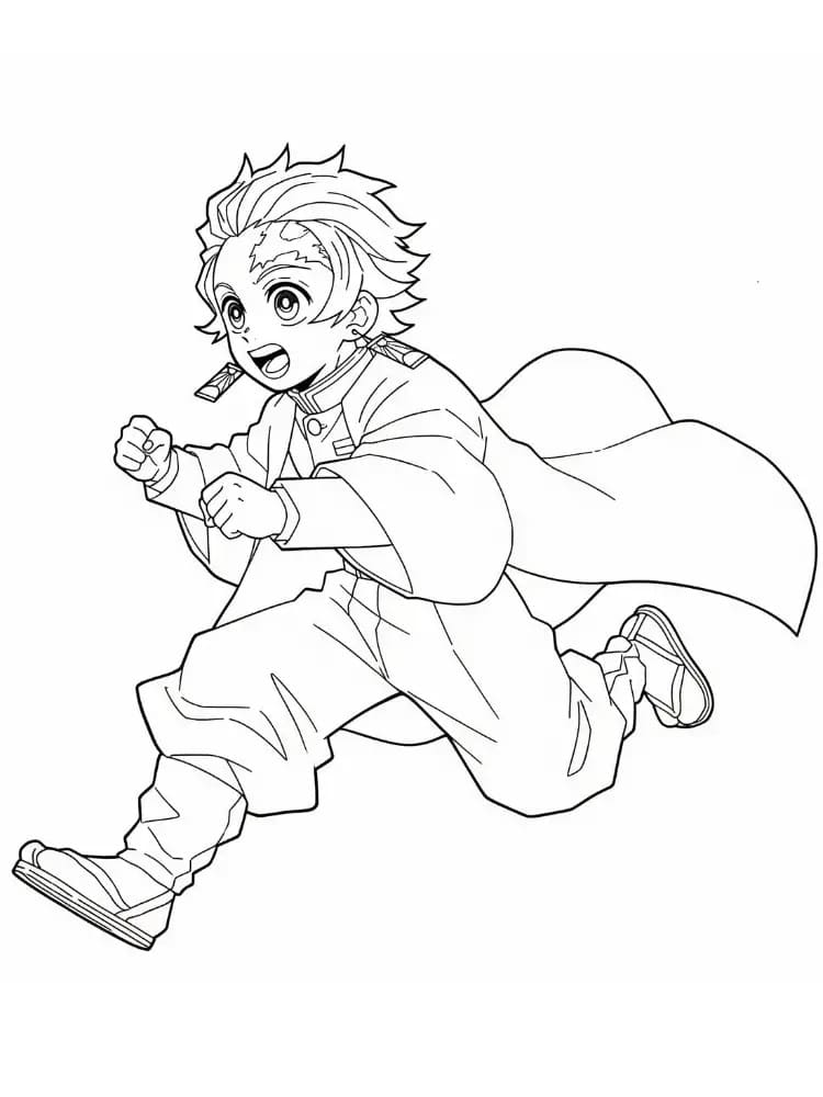 Målarbild Springande Tanjiro