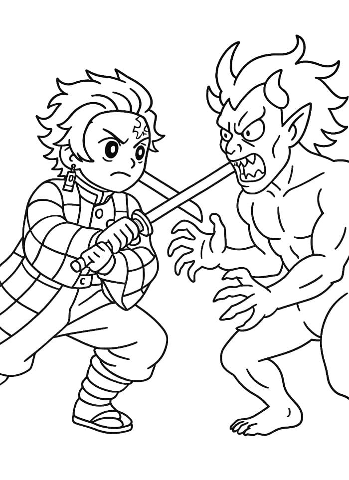 Målarbild Tanjiro Gratis Utskrivbar för Barn