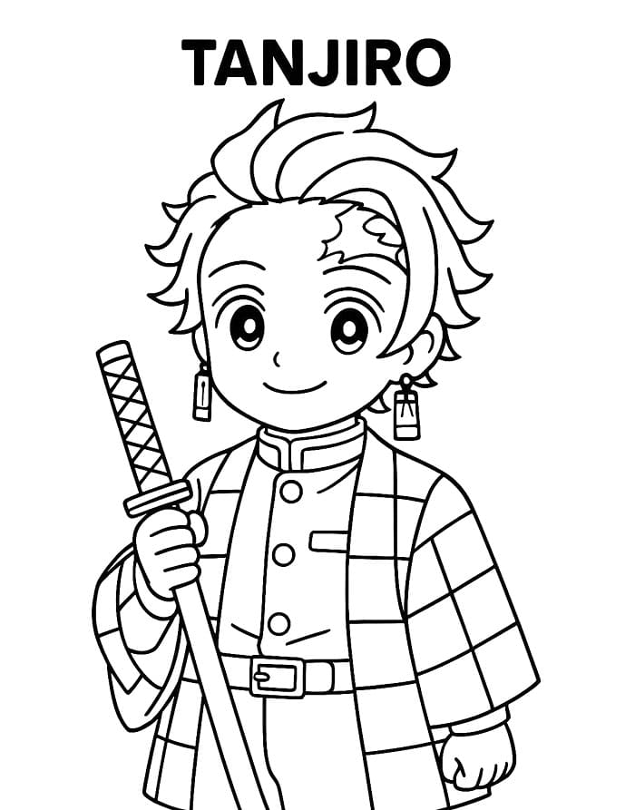 Målarbild Tanjiro med Svärd