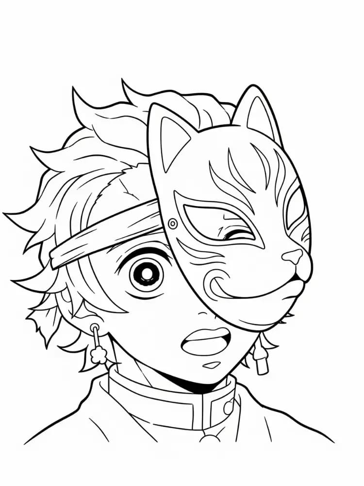 Målarbild Tanjiro med mask