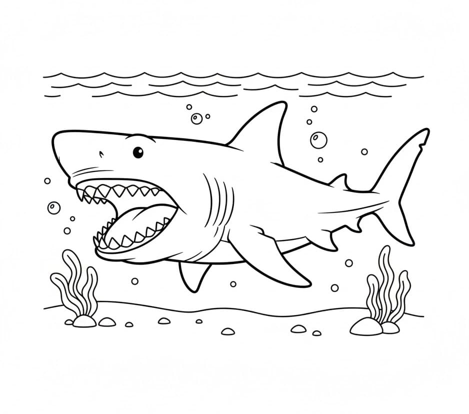 Målarbild En Megalodon-haj