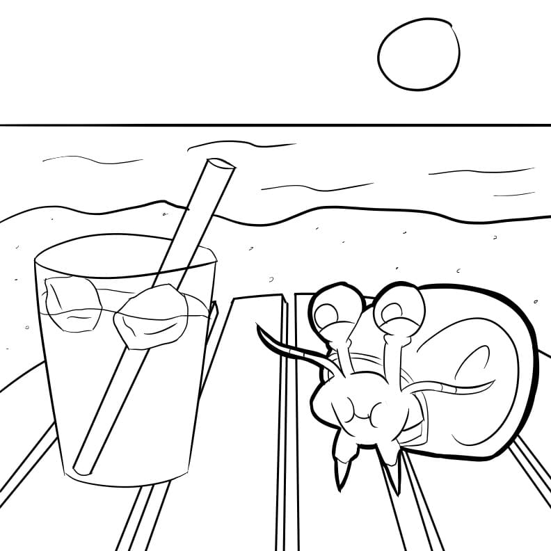 Målarbild Eremitkräfta på stranden