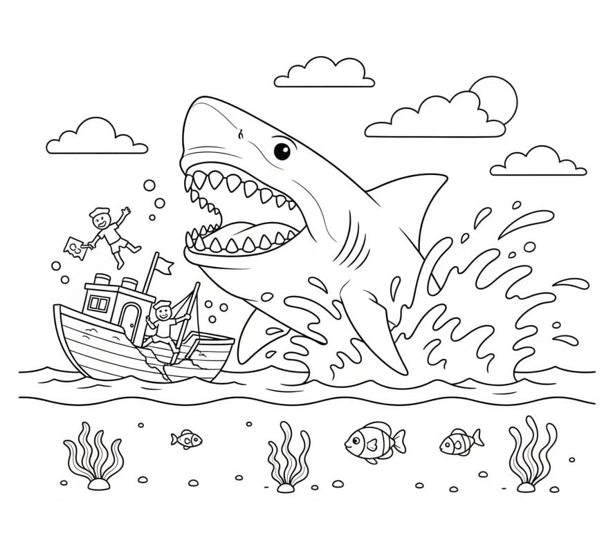 Målarbild Fantastiska Megalodon