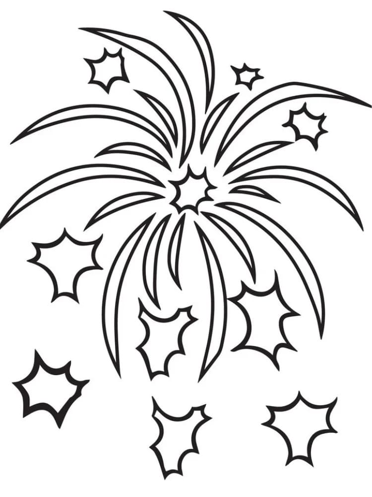 Målarbild Fyrverkerier gratis utskrivbar