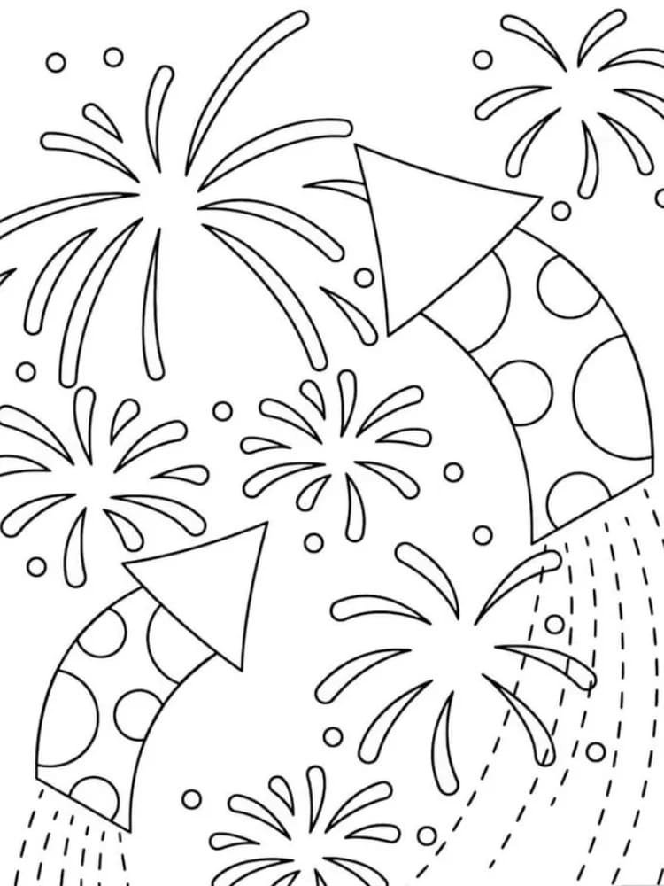Målarbild Fyrverkerier utskrivbar för barn