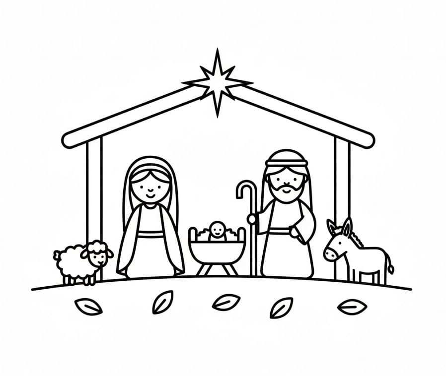 Målarbild Grundläggande Julkrubba