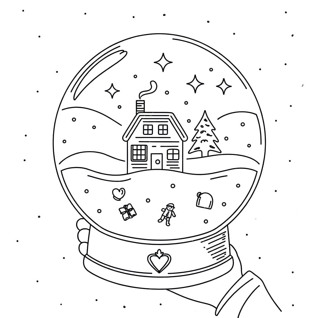 Målarbild Hand som håller i snöglob