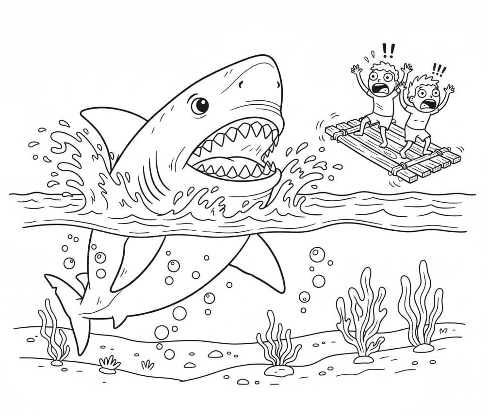 Målarbild Jätte-Megalodon