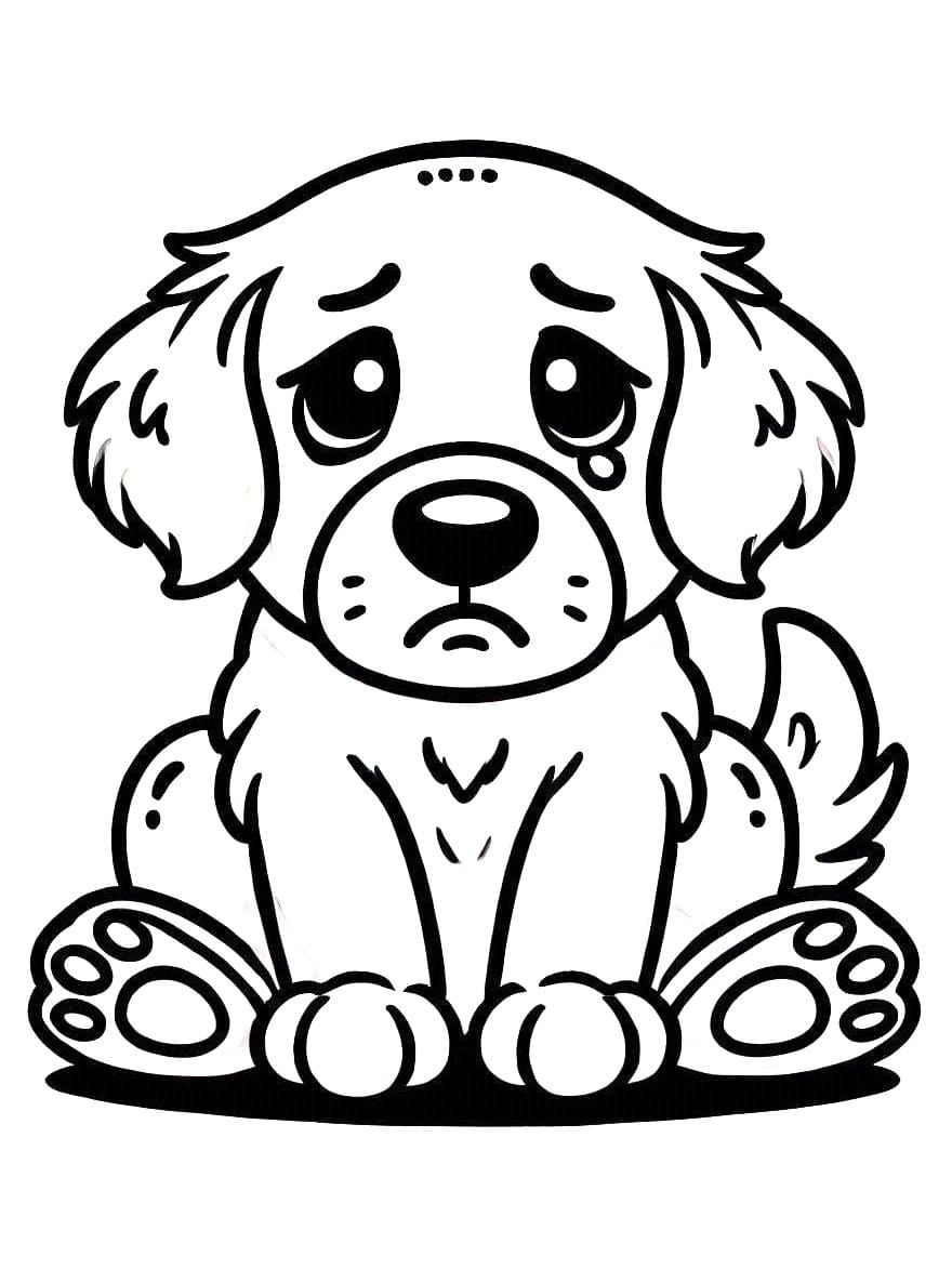 Målarbild Ledsen golden retriever