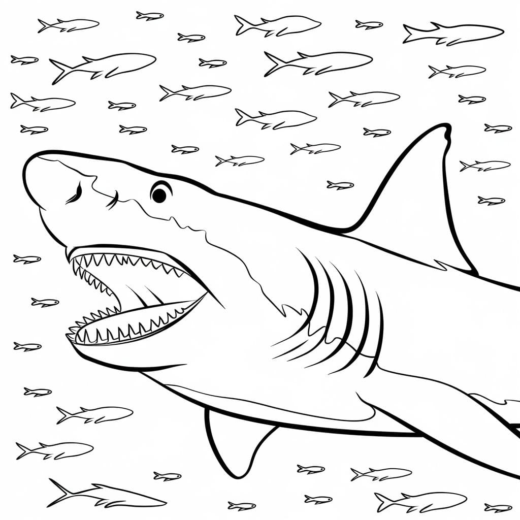 Målarbild Megalodon Gratis Utskrivbar
