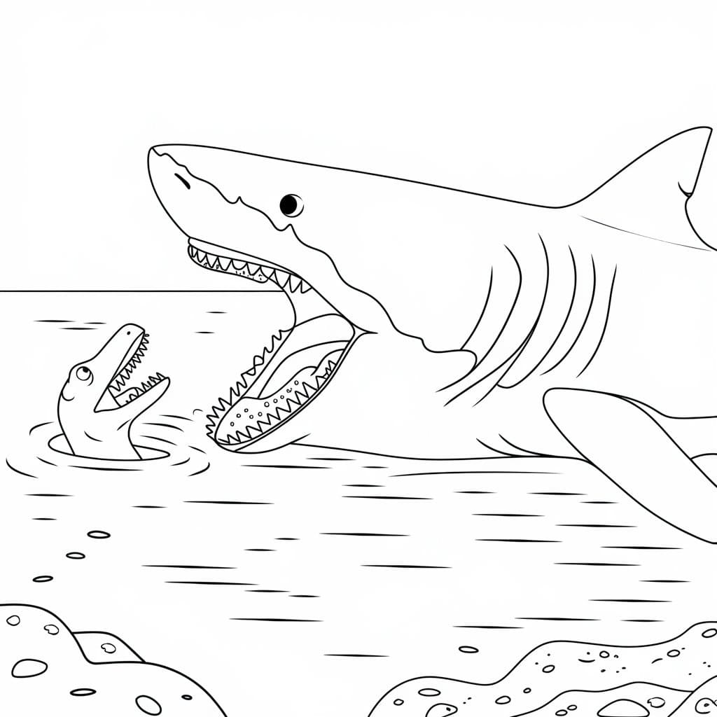 Målarbild Megalodon Utskrivbar