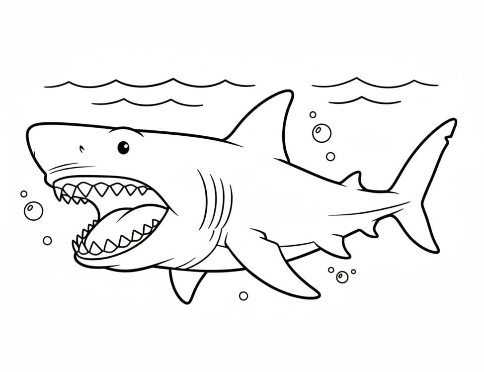 Målarbild Megalodon-haj