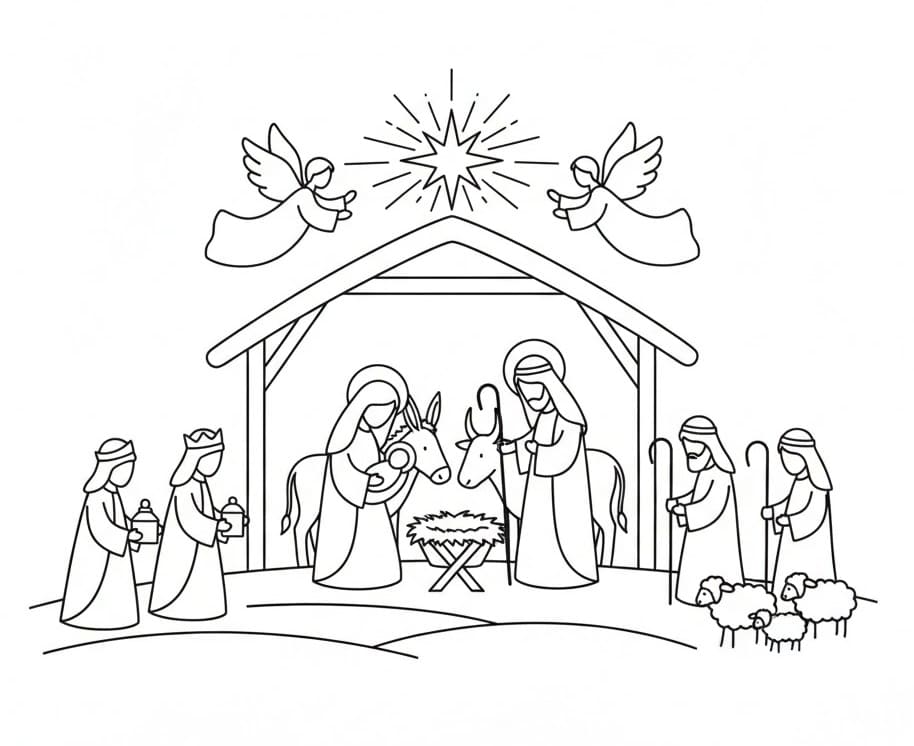 Målarbild Perfekt Julkrubba