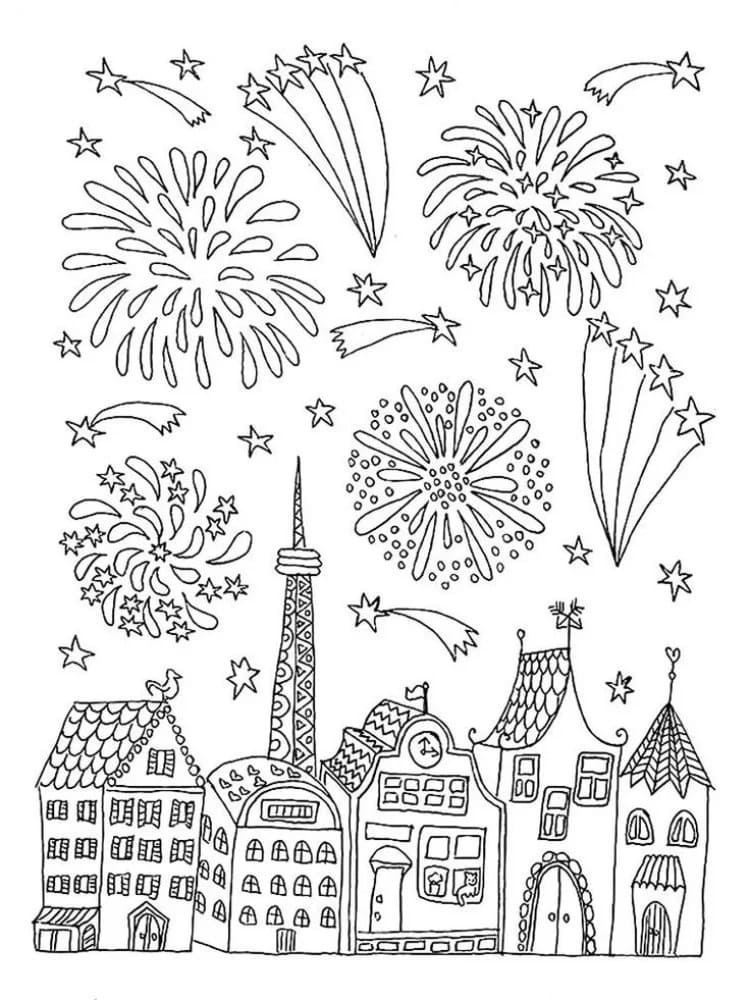 Målarbild Roliga fyrverkerier