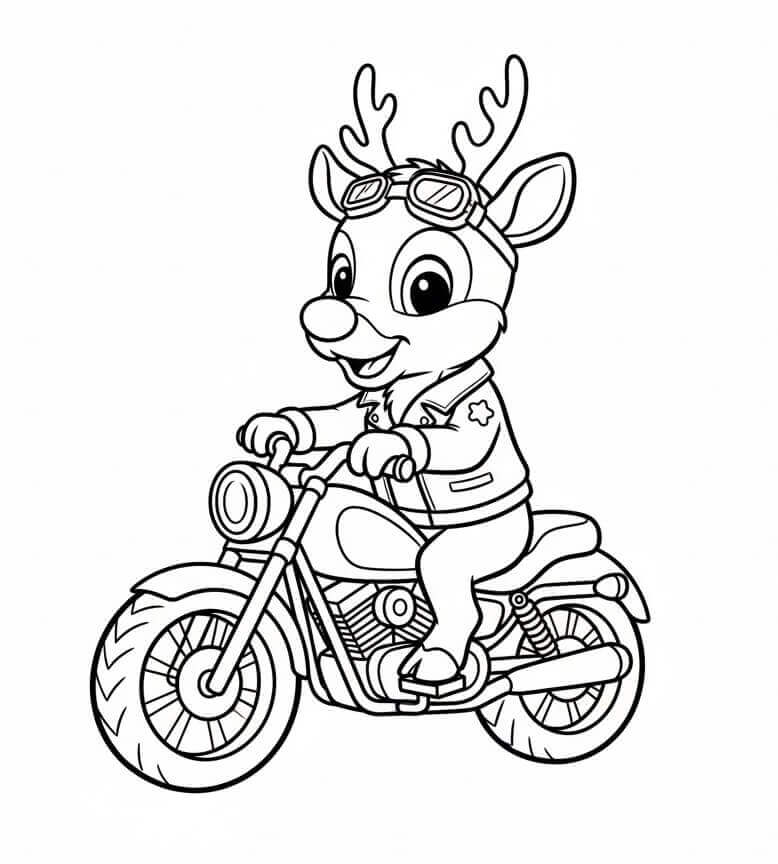 Målarbild Rudolf kör motorcykel