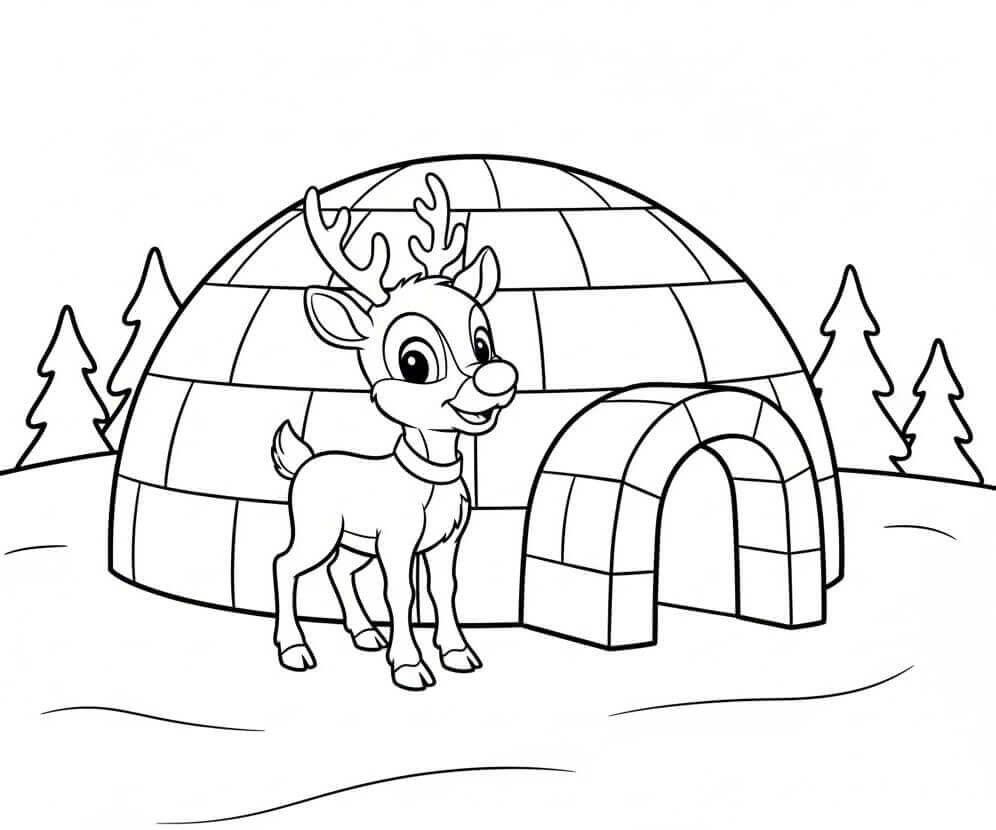 Målarbild Rudolf med igloo