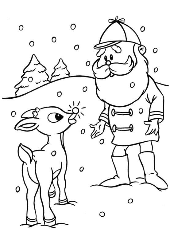 Målarbild Rudolf med jultomten