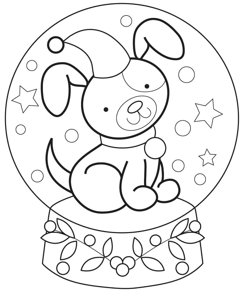 Målarbild Snöglob med valp