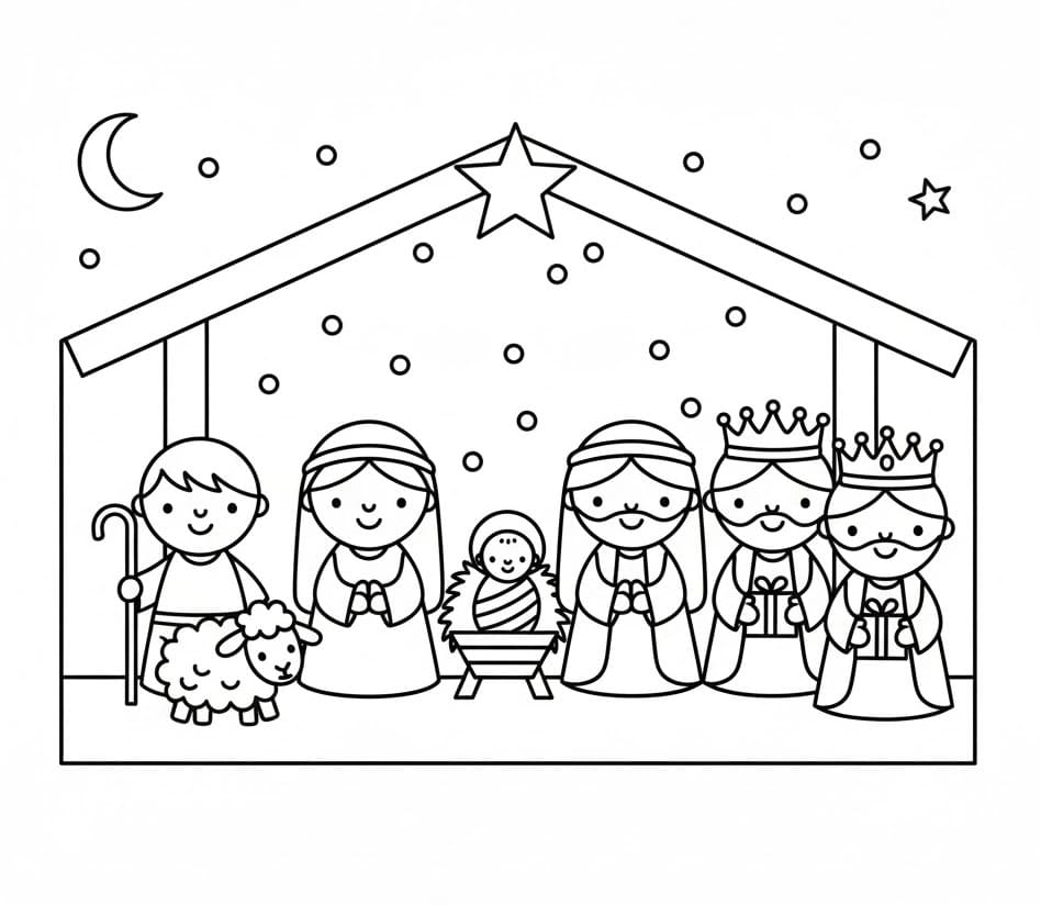 Målarbilder Julkrubba