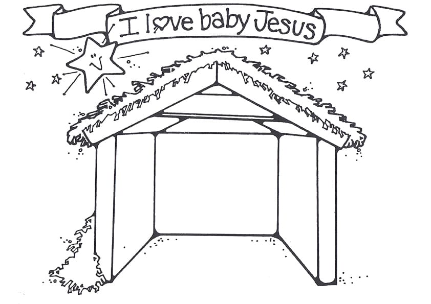 Målarbild Teckning av julkrubba