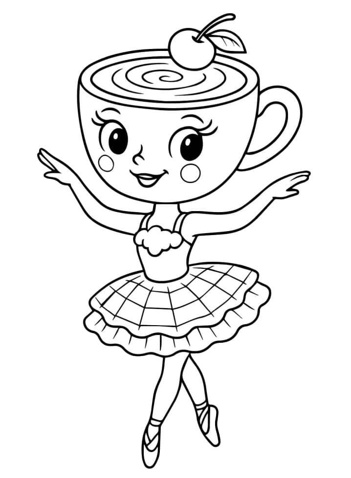 Målarbild Utskrivbar Ballerina Cappuccina för Barn