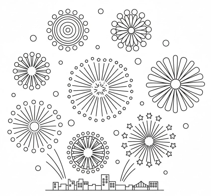 Målarbild Utskrivbar fyrverkerier