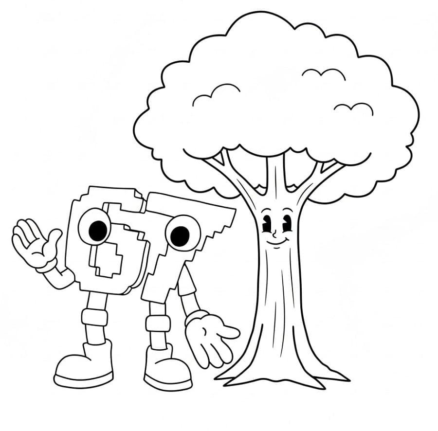 Målarbild 67 Brainrot med ett träd