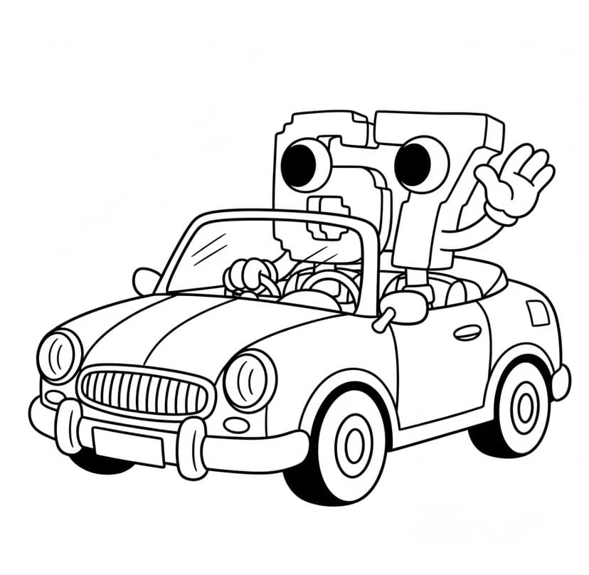 Målarbild 67 Brainrot som kör bil