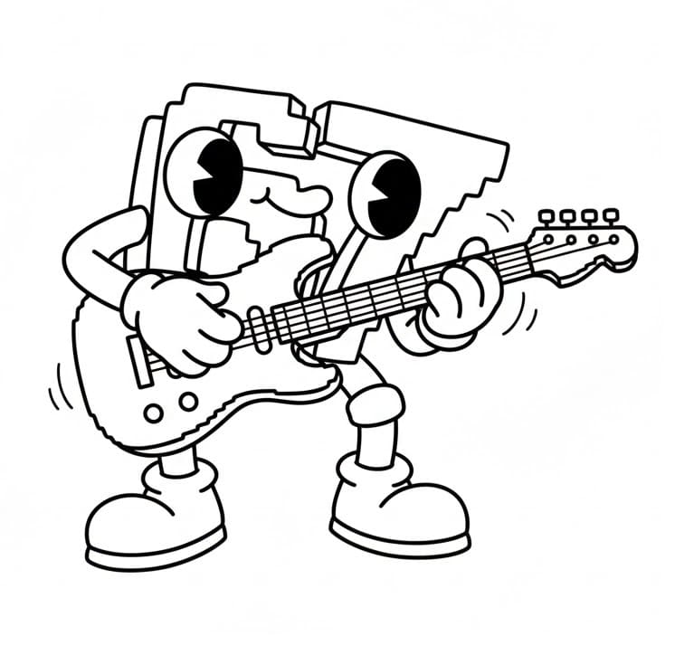 Målarbild 67 Brainrot spelar gitarr