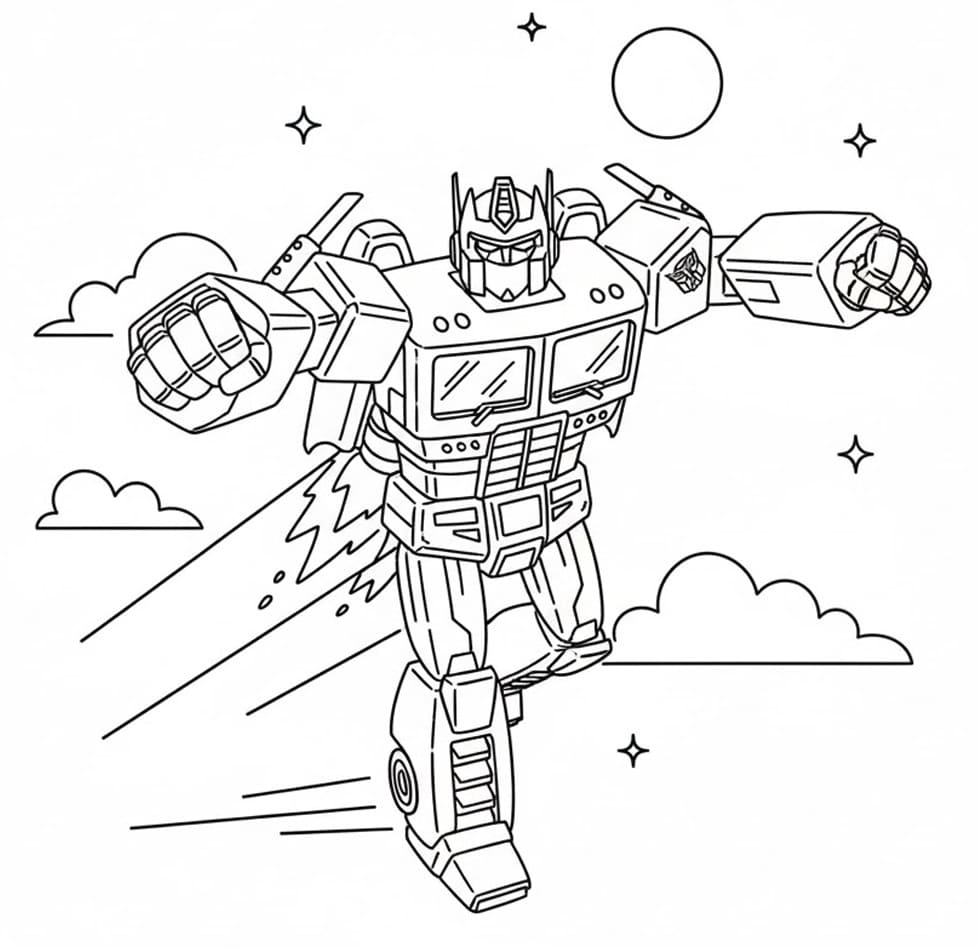 Målarbild Flygande Optimus Prime