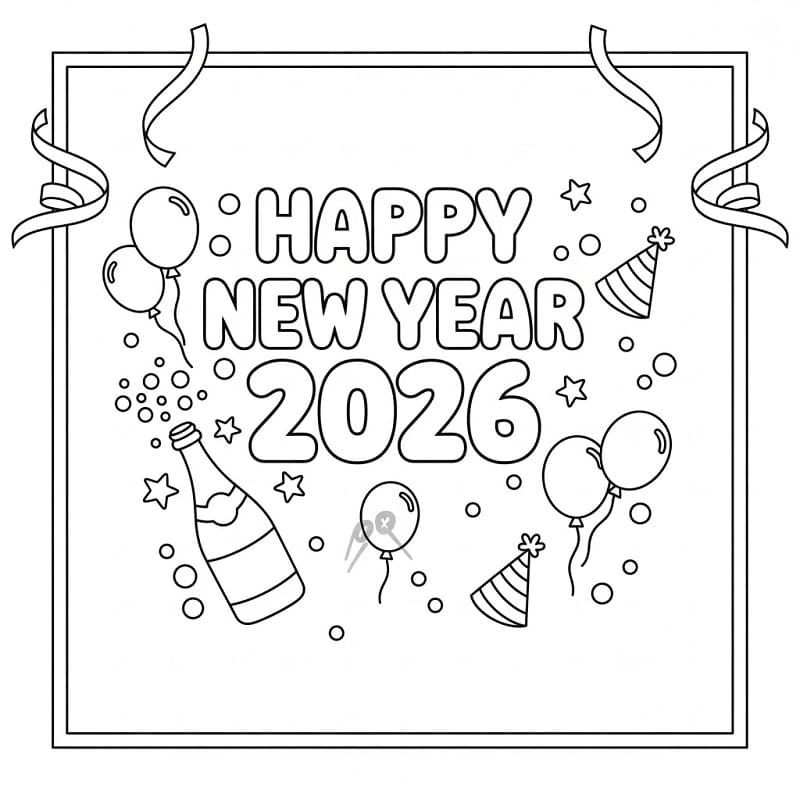 Målarbild Gott Nytt År 2026 Gratis