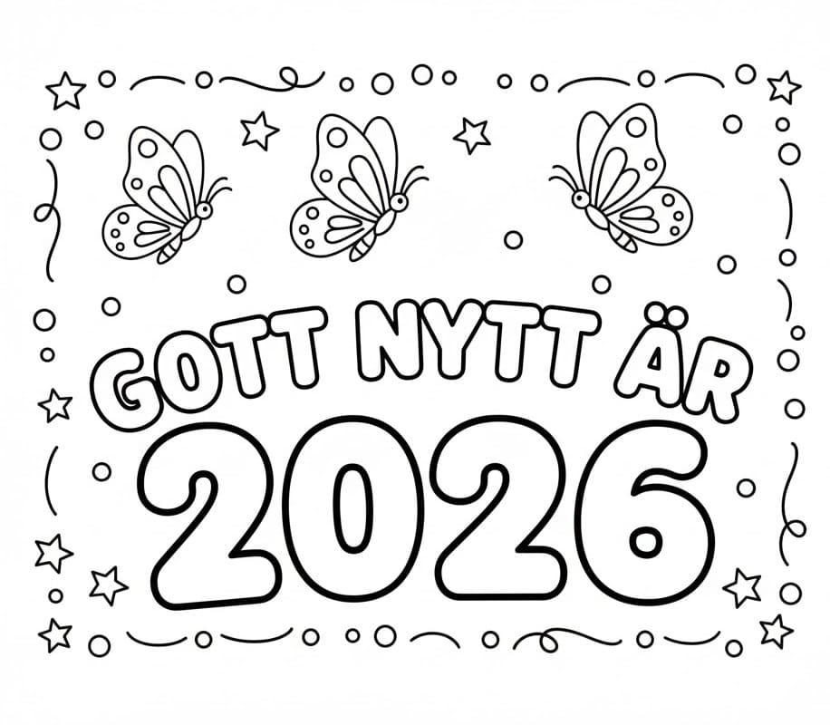 Målarbild Gott Nytt År 2026 för 1-åriga Barn
