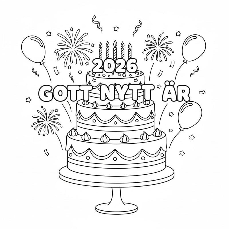 Målarbild Gott Nytt År 2026 för 2-åriga Barn