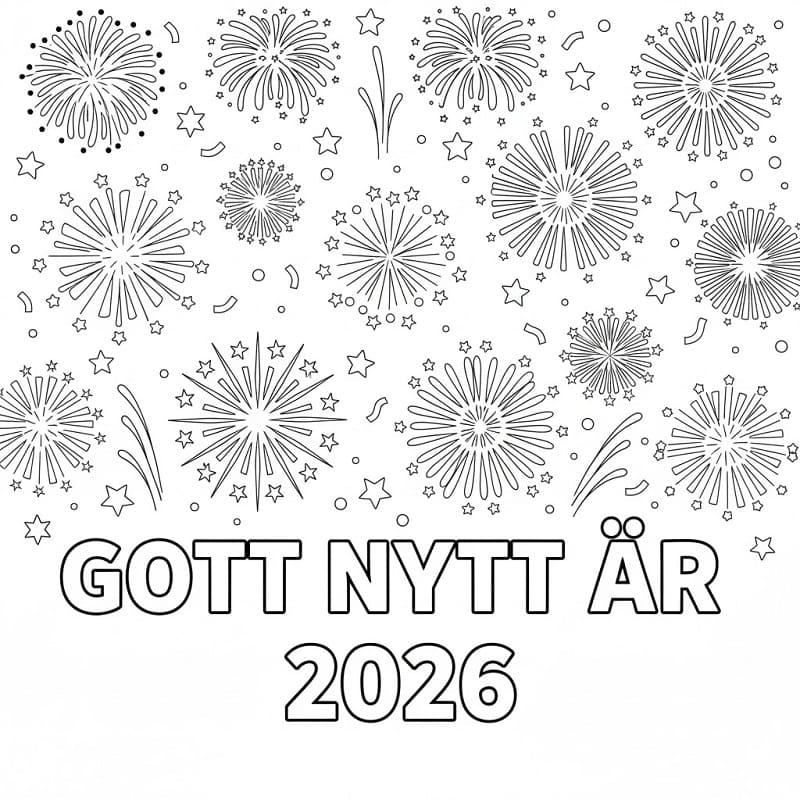 Målarbild Gott Nytt År 2026 för Barn