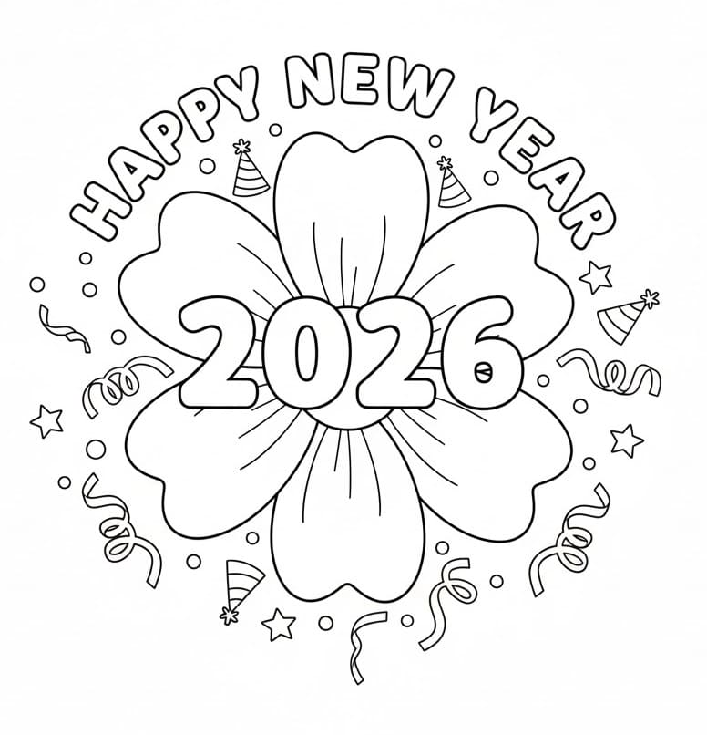 Målarbild Gott nytt år 2026 blomma