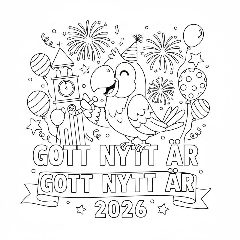 Målarbild Gratis Gott Nytt År 2026