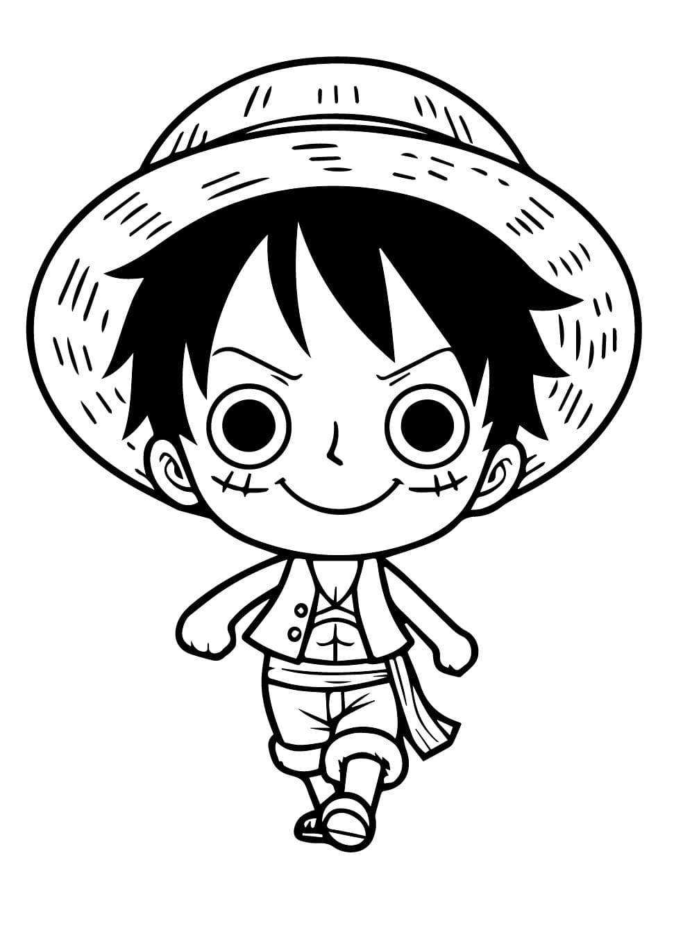 Målarbild Gratis Utskrivbar Luffy för Barn