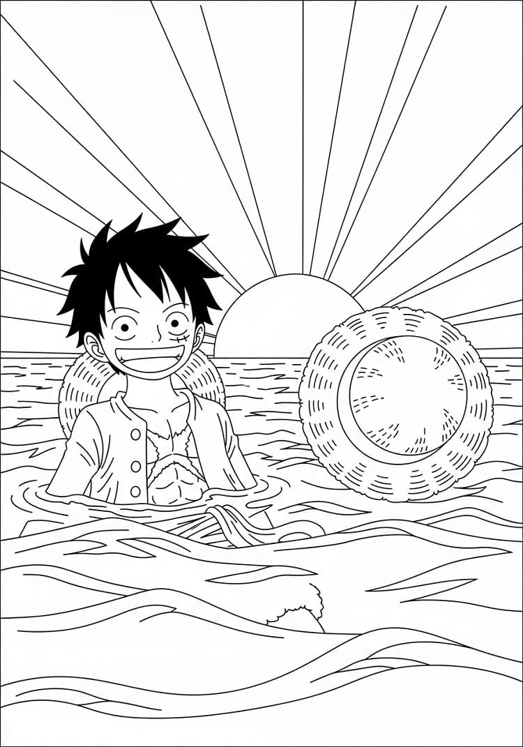 Målarbild Leende Luffy