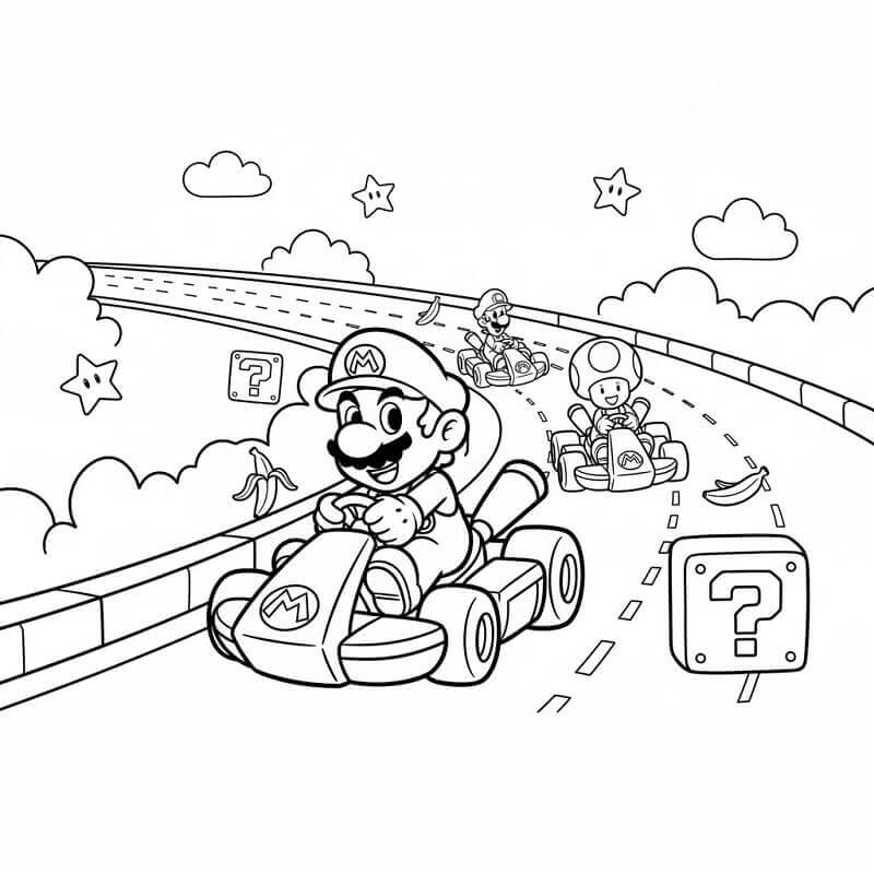 Målarbild Mario Kart helt gratis