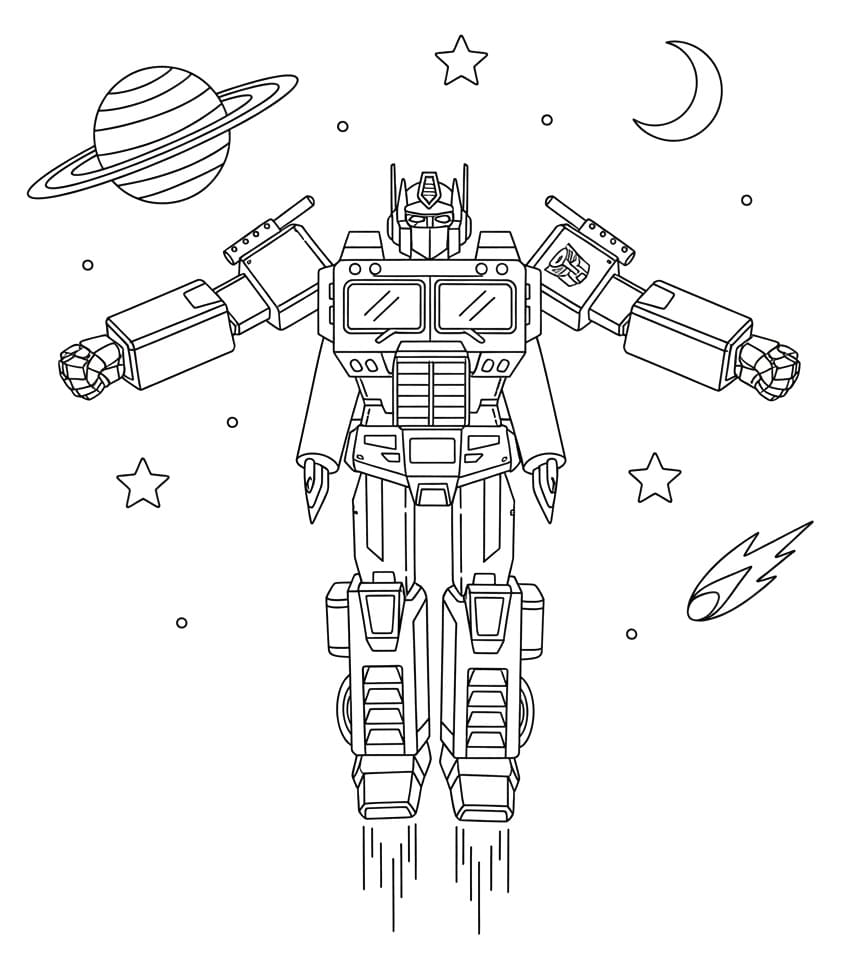 Målarbild Optimus Prime i rymden