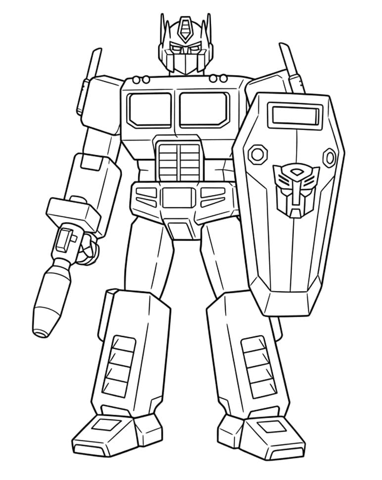 Målarbild Optimus Prime med sköld
