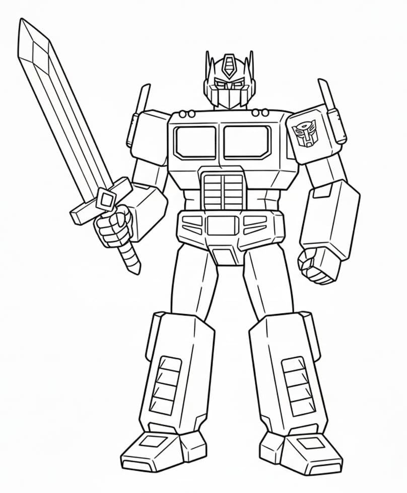 Målarbild Optimus Prime med svärd