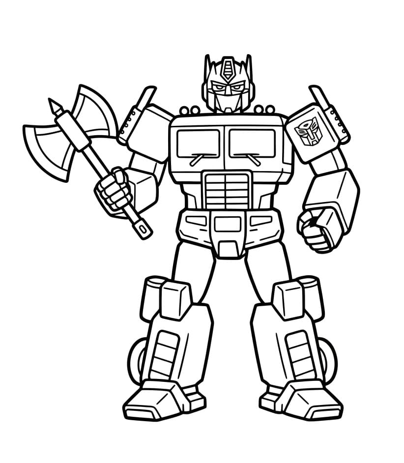 Målarbild Optimus Prime med yxa