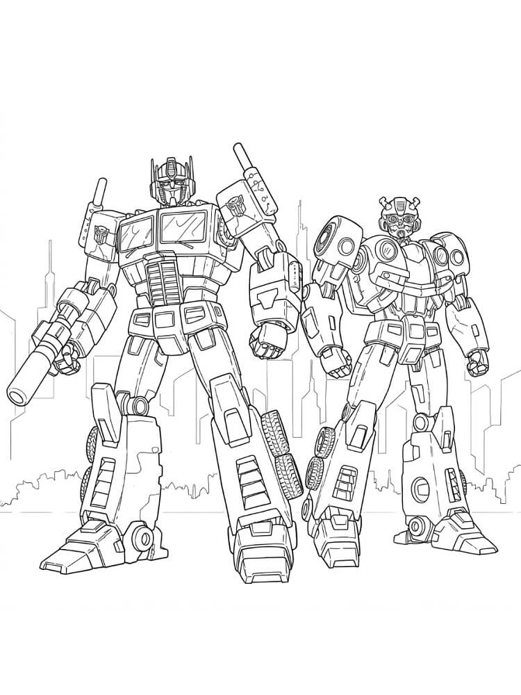 Målarbild Optimus Prime och Bumblebee