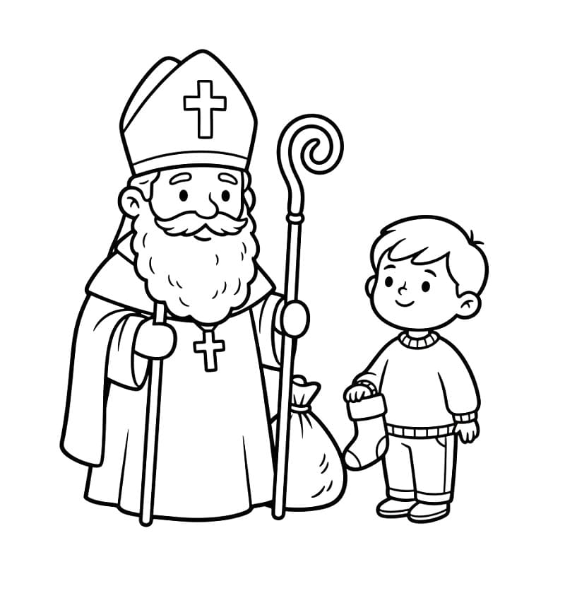 Målarbild Pojken och Sankt Nikolaus