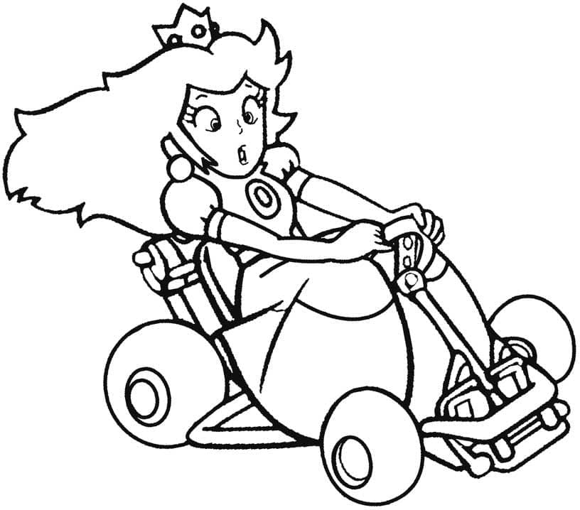 Målarbild Prinsessan Peach i Mario Kart