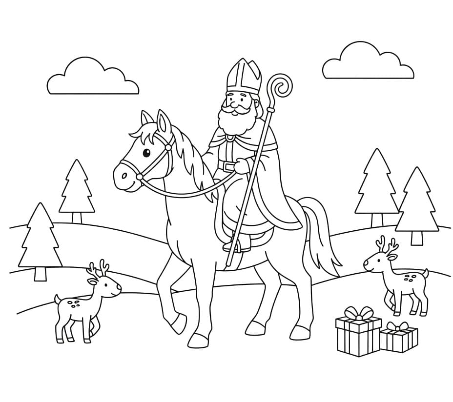Målarbild Sankt Nikolaus Gratis Utskrivbar för Barn