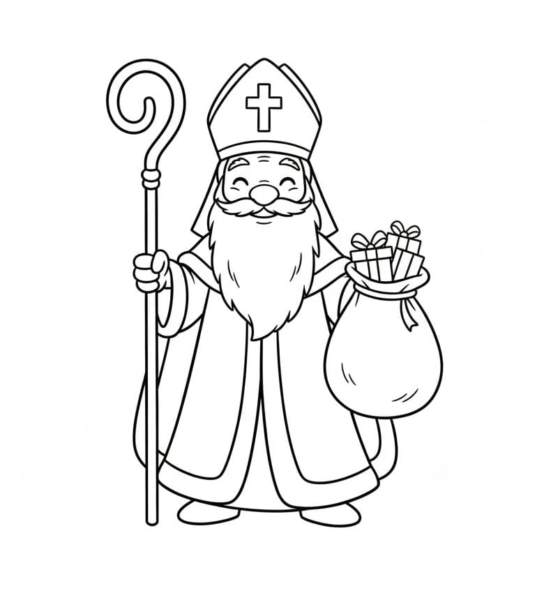 Målarbild Sankt Nikolaus Gratis för Barn