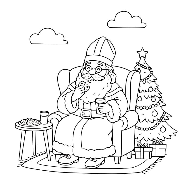 Målarbild Sankt Nikolaus äter kakor